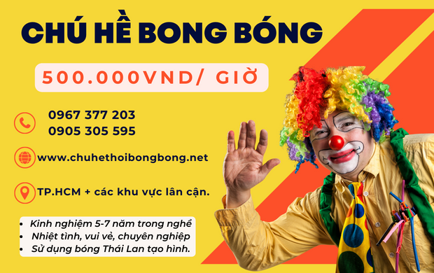 Dịch vụ cho thuê chú hề hoạt náo thổi bóng sinh nhật